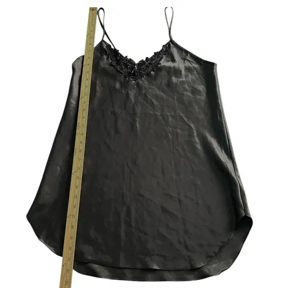 VTG Inner Most Sz S Black Embellished Vneck Chemise Nightie Nightgown Slip Dress - Picture 5 of 7